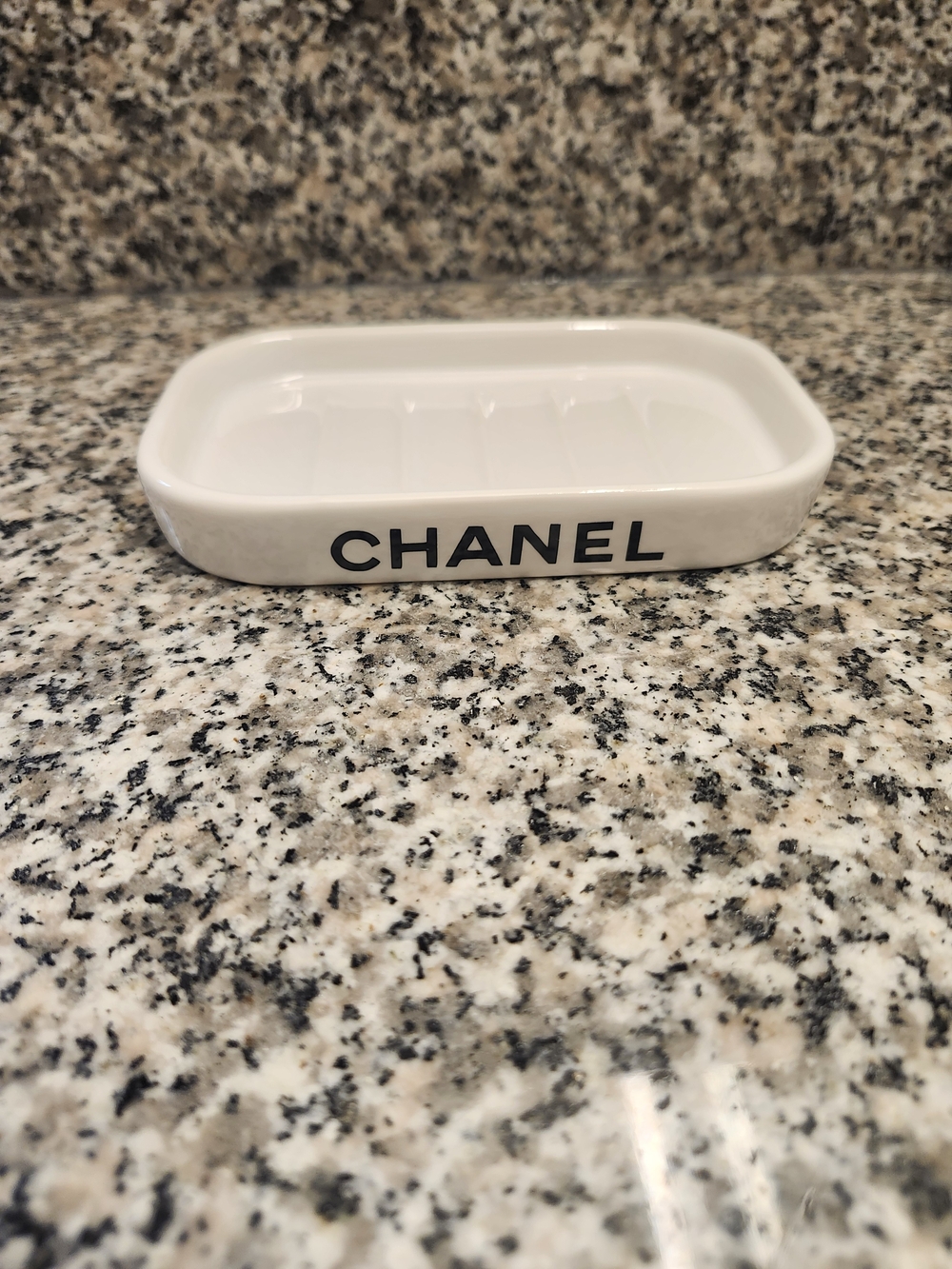 White Ceramic Soap Dish | Glossy Finish Vanity Piece